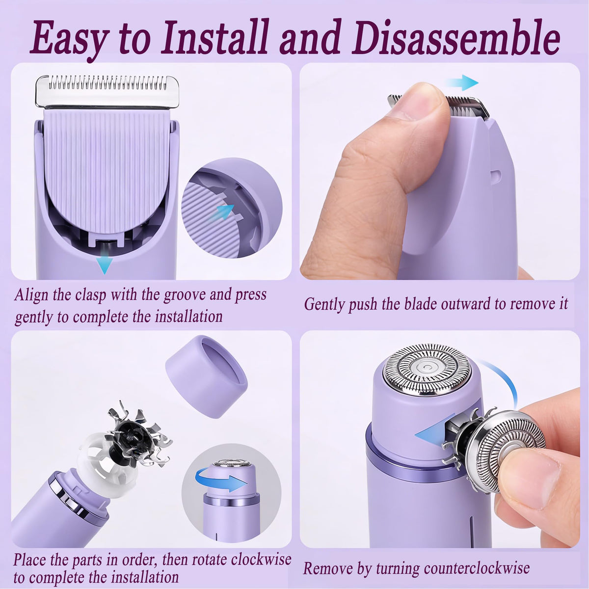 RtLvio shaver head texture highlighting hypoallergenic stainless steel finish