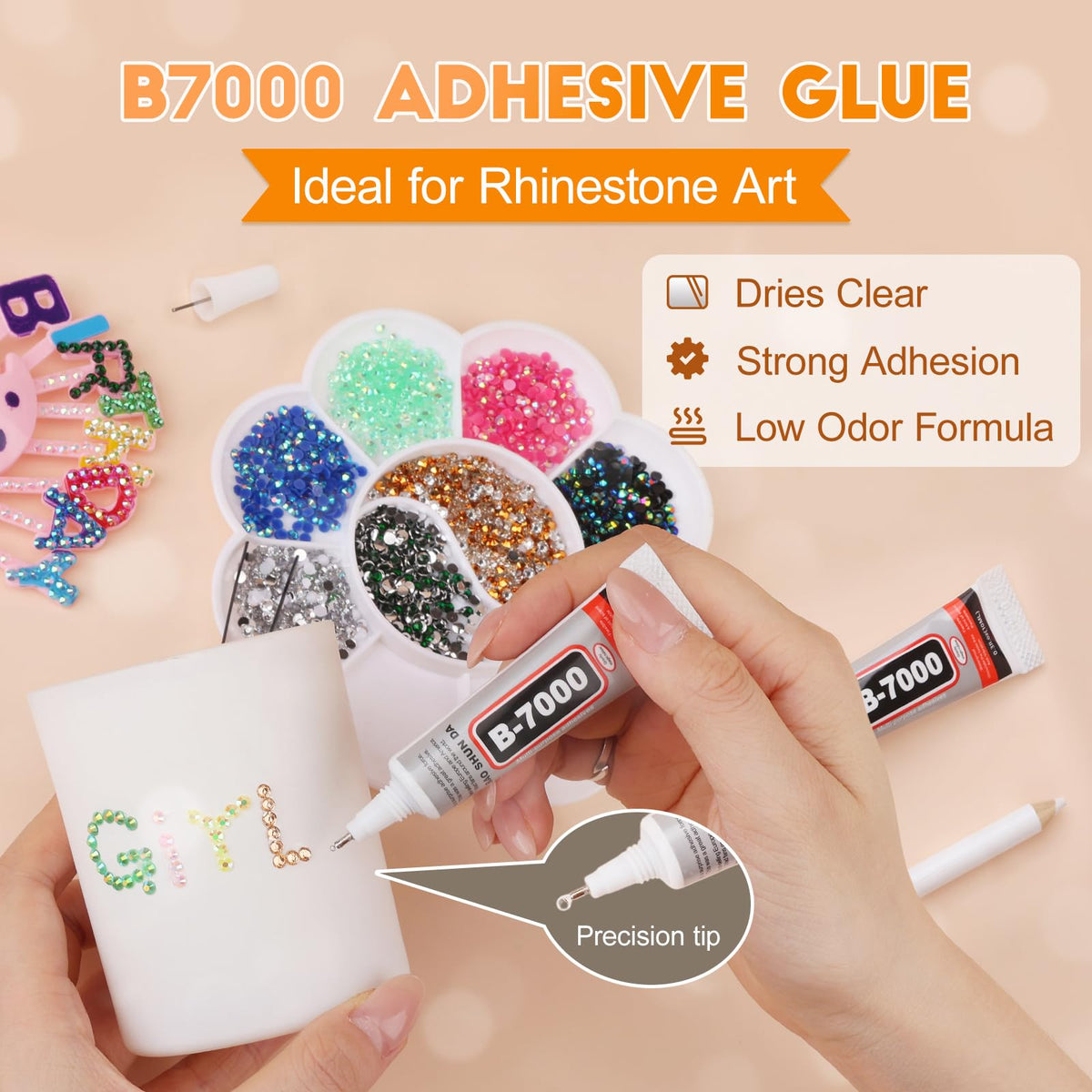RTTTHEL two B7000 glue tubes with precision tips for neat strong bonds