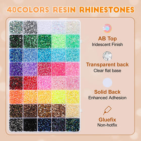 RTTTHEL close-up of 3mm resin rhinestones showing facets and AB sparkle