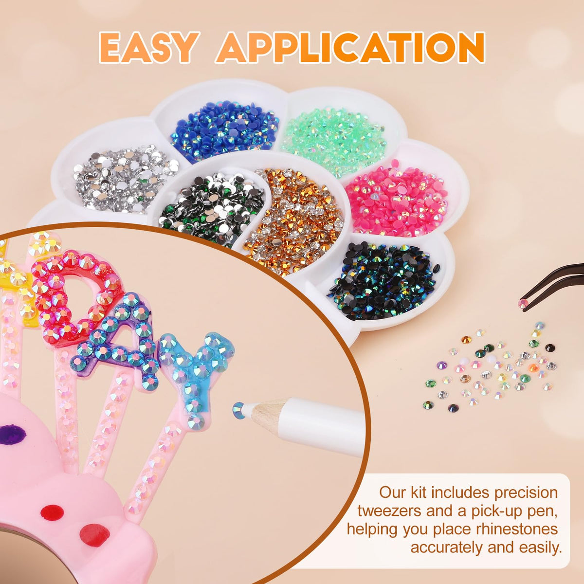 RTTTHEL pickup pen and tweezers detail for precise gem placement and control