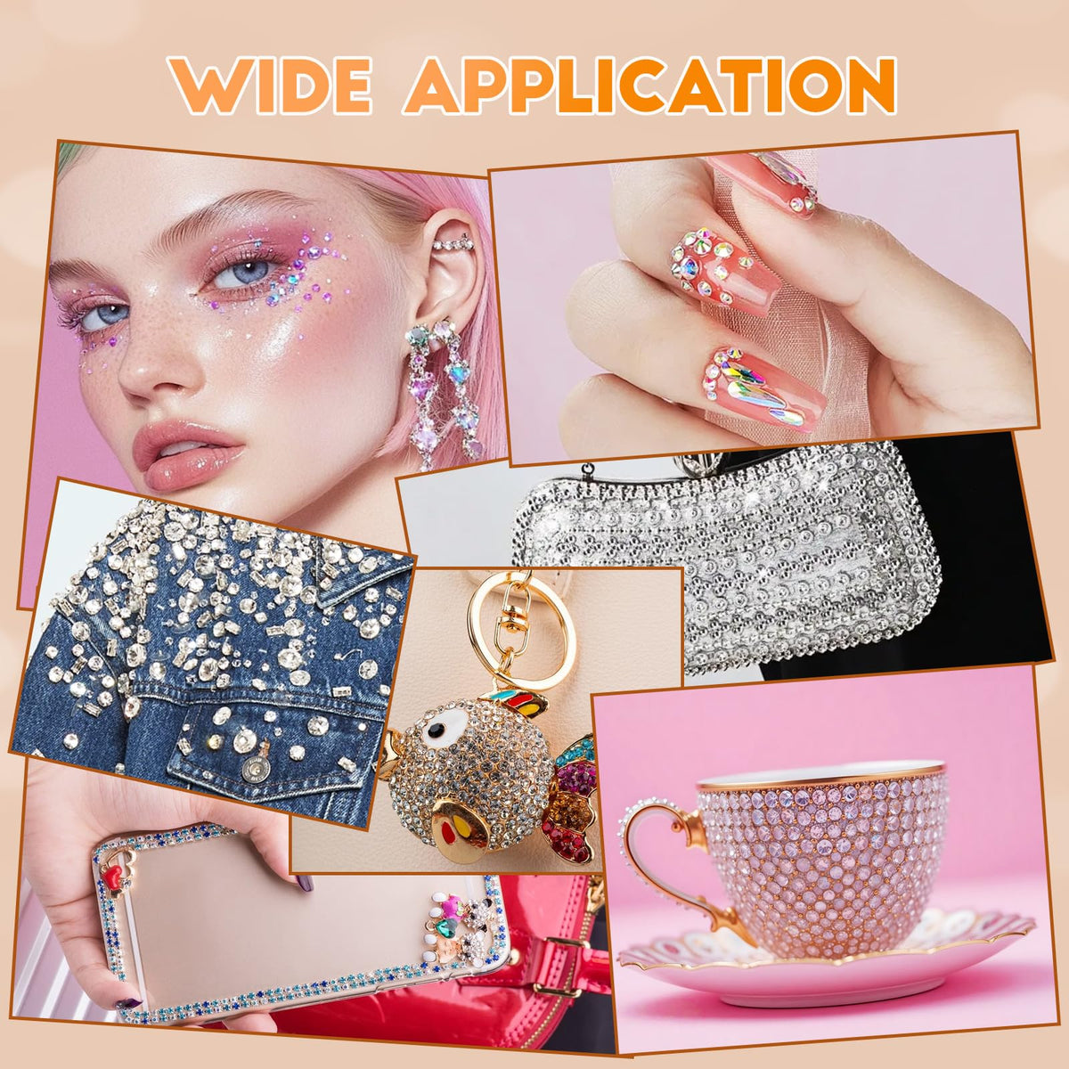 RTTTHEL rhinestones beside a coin for size and quantity comparison, clear view