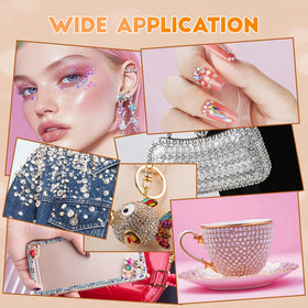 RTTTHEL rhinestones beside a coin for size and quantity comparison, clear view