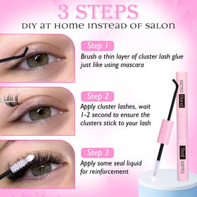 Ruairie before and after cluster lashes showing fuller look and secure hold
