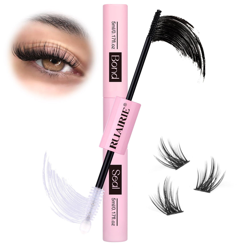 Ruairie front packaging of Bond and Seal lash glue showing compact two-in-one benefit
