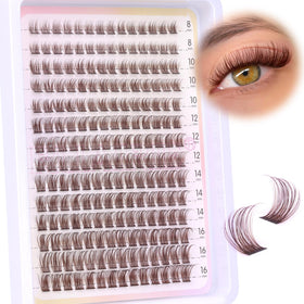 Ruairie front packaging showing 196-piece brown lash clusters and contents benefit