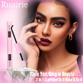Ruairie product beside a mascara tube for size comparison and travel-friendly benefit