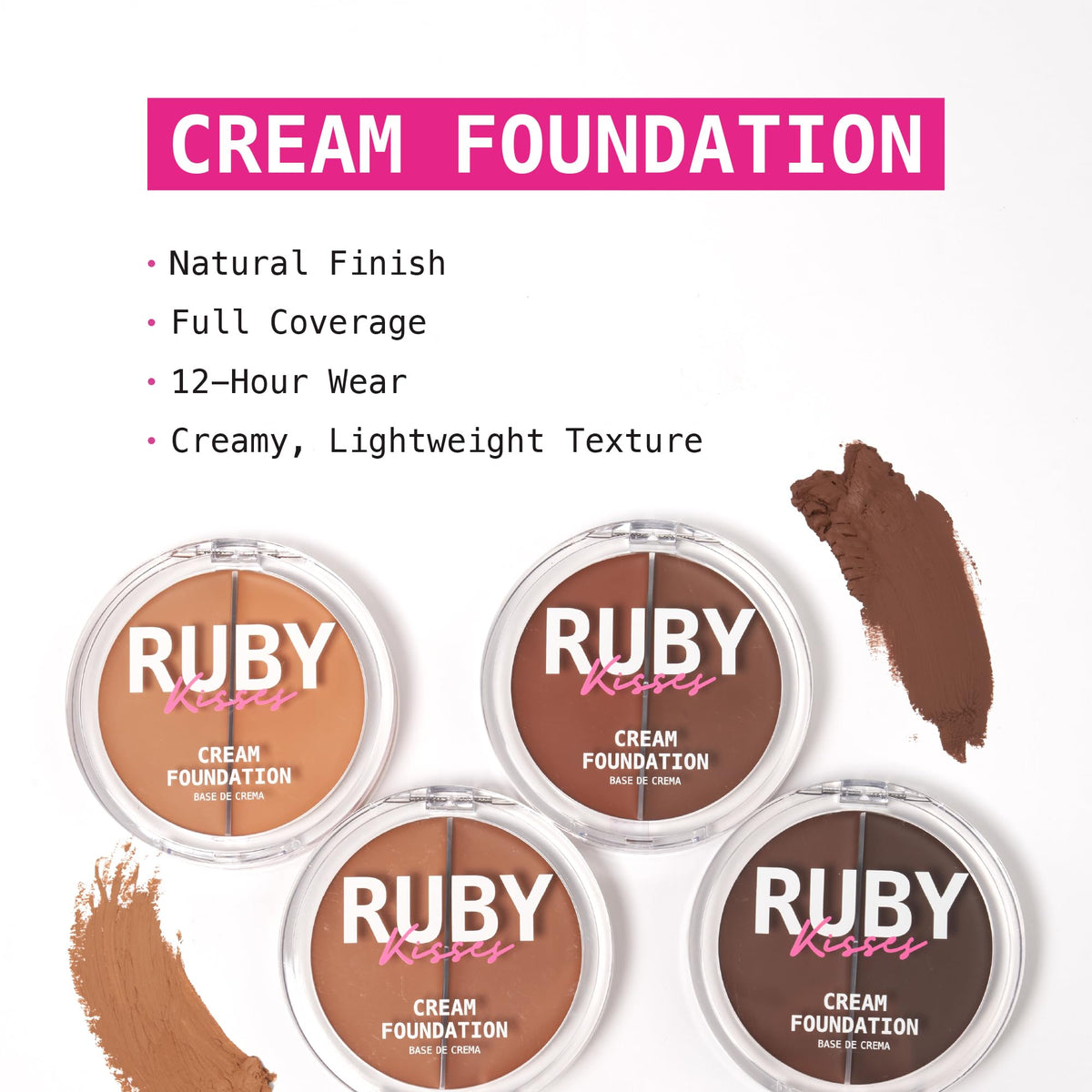 Ruby Kisses compact open with cream illustrating coverage and portability