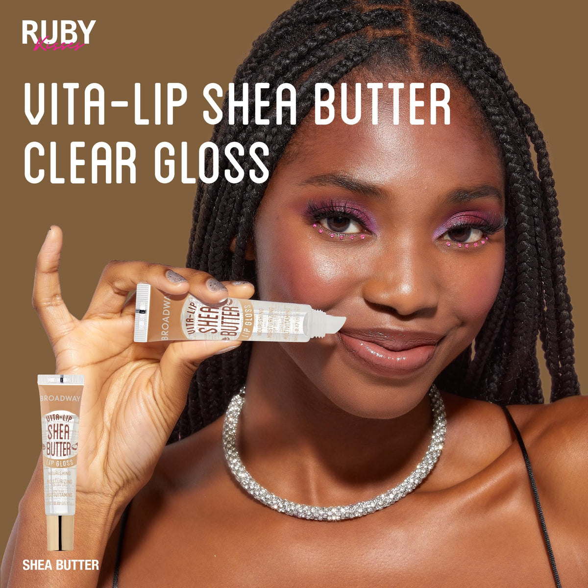Ruby Kisses hand-held gloss used on the go for quick touch-ups