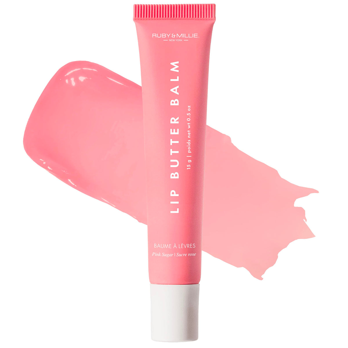 Ruby & Millie front packaging showing pink sugar tint and glossy benefit