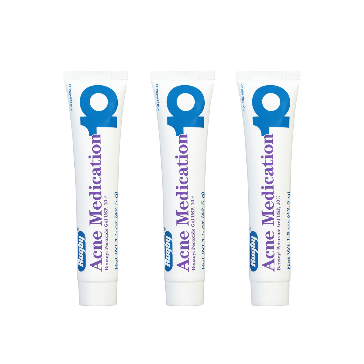RUGBY LABORATORIES front packaging showing three 1.5 oz tubes and label benefits