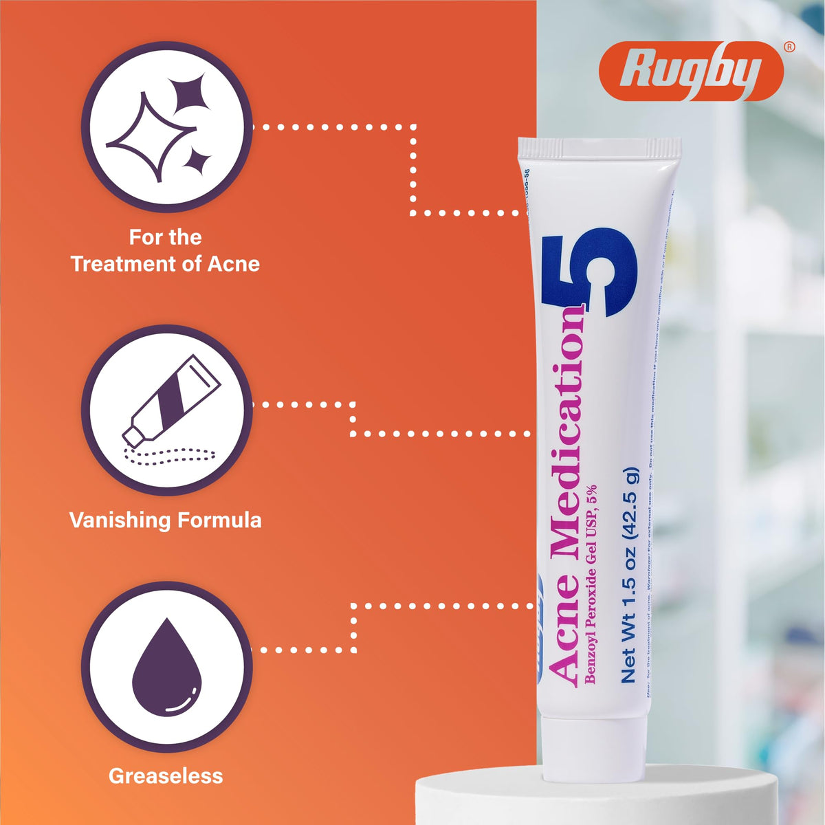 RUGBY LABORATORIES gel texture shown on surface demonstrating lightweight absorption benefit