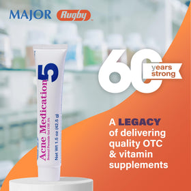 RUGBY LABORATORIES tube on bathroom counter illustrating everyday skincare use