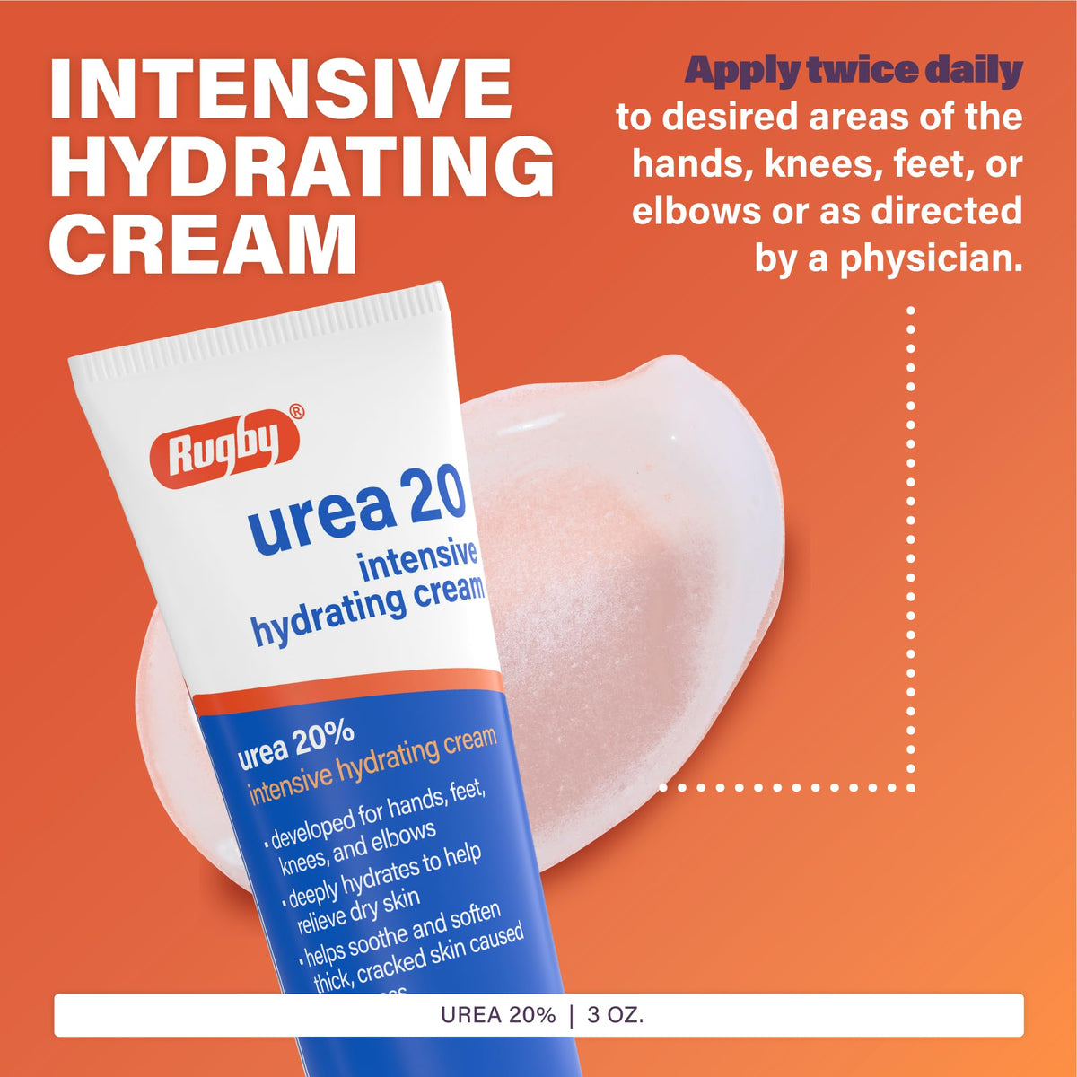 RUGBY LABORATORIES applying cream to heel, demonstrates deep moisturizing benefit