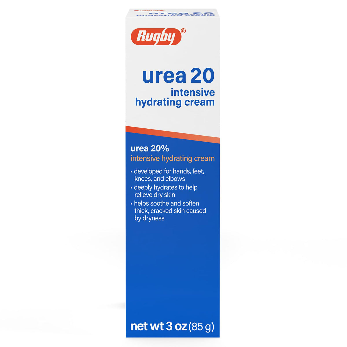 RUGBY LABORATORIES front packaging showing tube and brand, highlights targeted relief