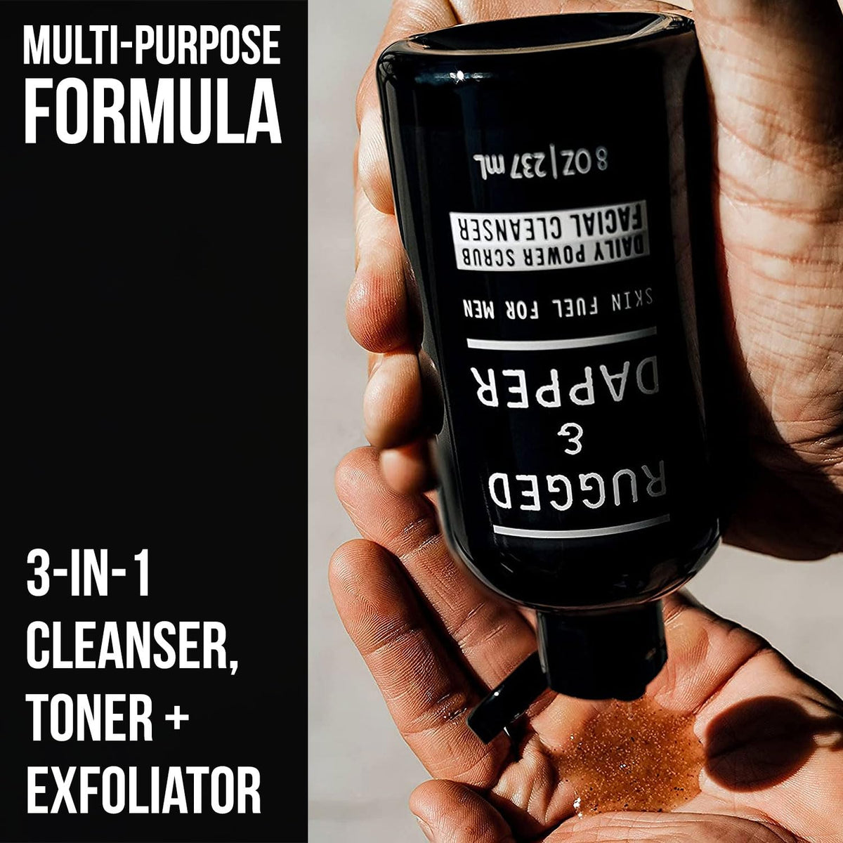 RUGGED & DAPPER creamy scrub texture close-up highlighting plant-based exfoliants and smooth consistency