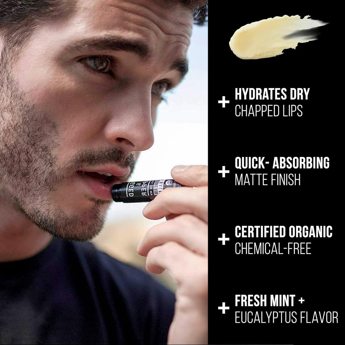 RUGGED & DAPPER open tube close-up revealing smooth balm texture for quick absorption