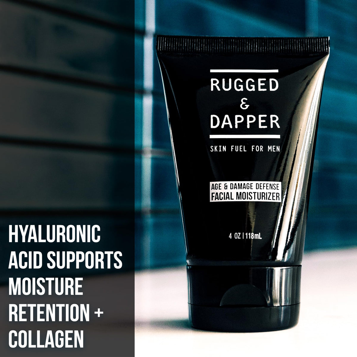 RUGGED & DAPPER placed on bathroom counter in morning routine scene