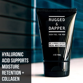 RUGGED & DAPPER placed on bathroom counter in morning routine scene