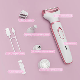 RUIBO trimmer plugged into USB charging cable for fast travel-ready power