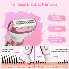 RUIBO four interchangeable heads displayed for multiarea grooming versatility