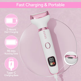 RUIBO trimmer in shower demonstrating waterproof wet/dry use for quick grooming