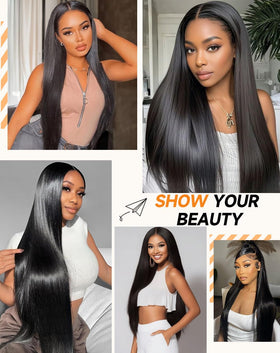 Ruibor full-back shot displaying 32-inch length and smooth flow for glam looks