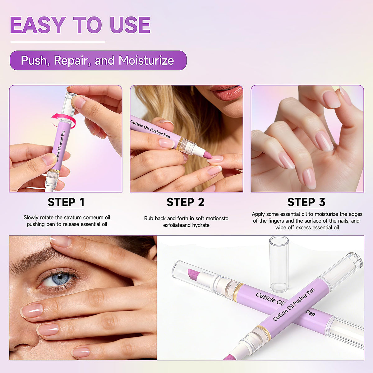 Ruistarhuan pen dispensing oil onto cuticle demonstrating no‑leak precise hydration benefit