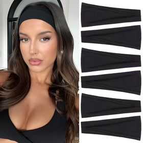RuiYok front view of six black headbands showing set and color matching benefit