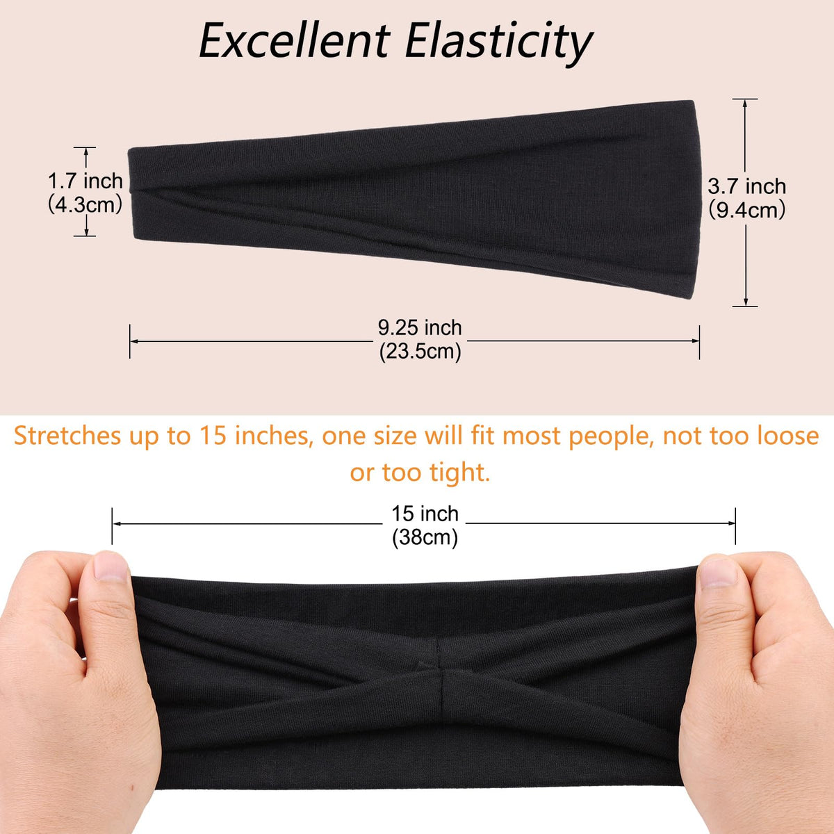 RuiYok headband laid flat to show width and coverage benefit
