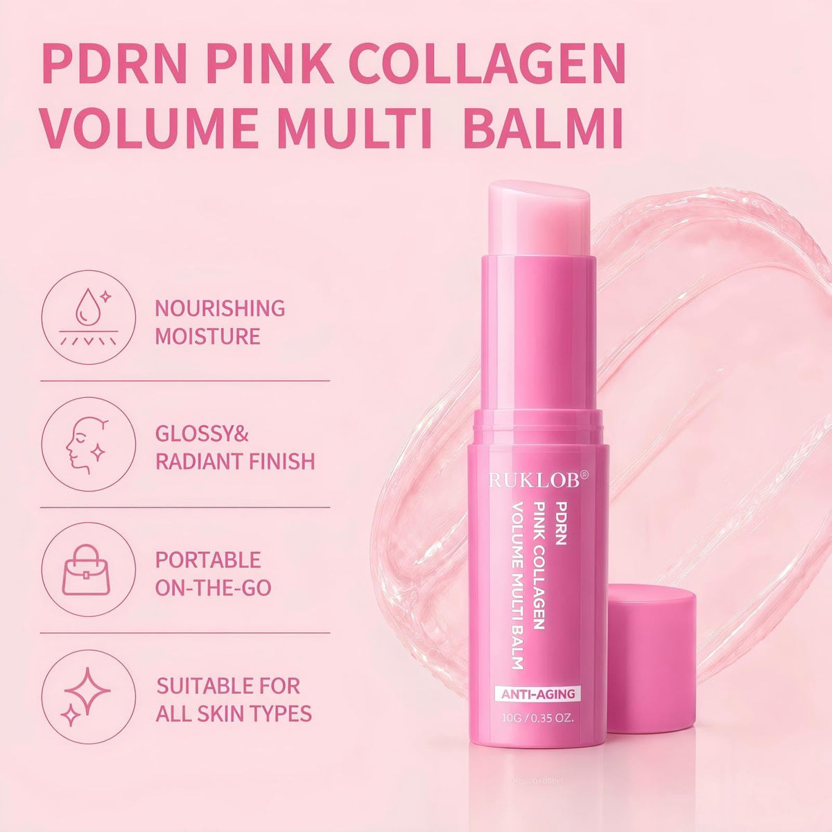 ruklob close-up of melting balm texture, shows smooth glide benefit