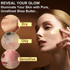 Rulviou shea butter on bathroom shelf in lifestyle setting for daily routine