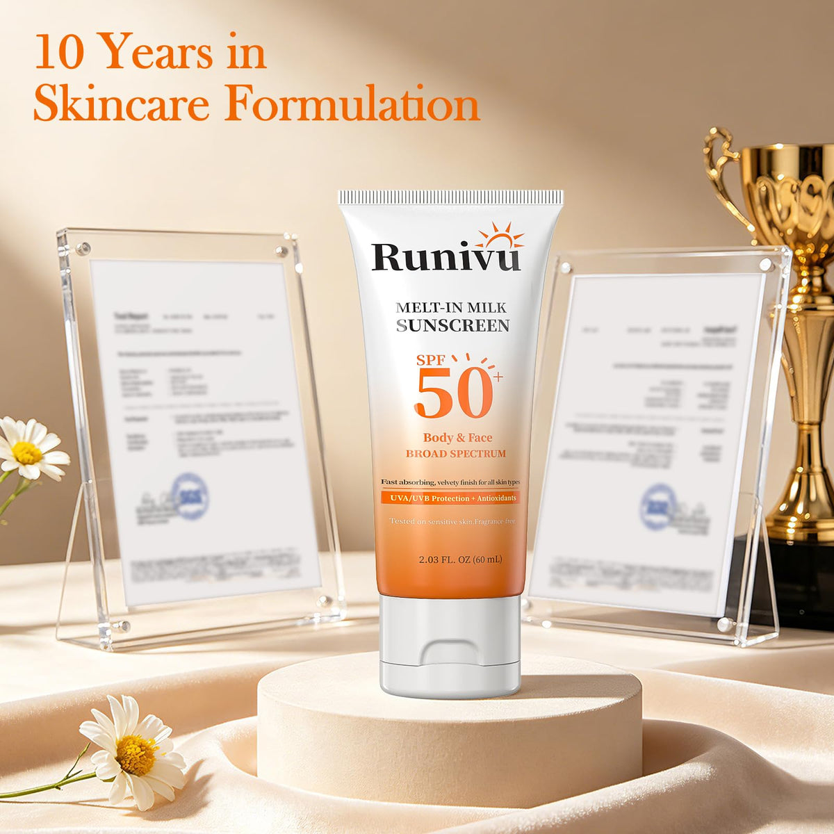 Applying Runivu on face for hydrated, protected skin during outdoor activities