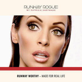 Runway Rogue inside a makeup bag lifestyle shot highlighting travel-friendly size