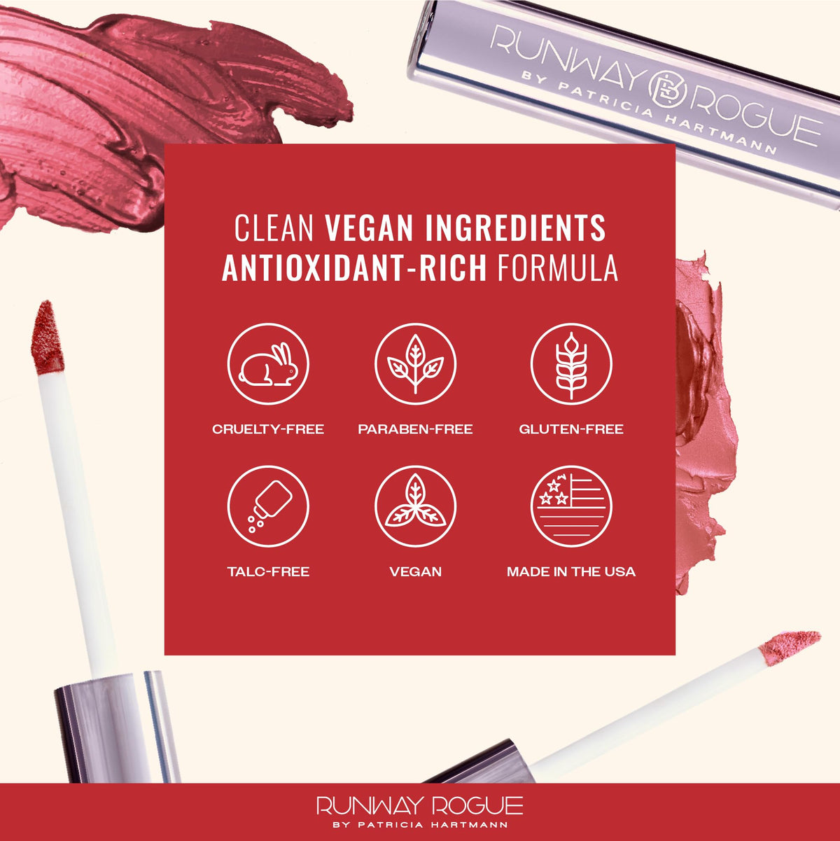 Runway Rogue open tube label detail showing ingredient and vegan claim clarity