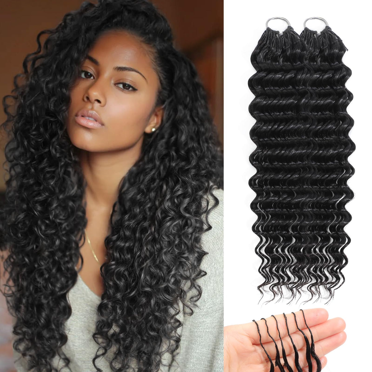 Ruola front packaging showing 18-inch deep wave crochet hair for easy selection