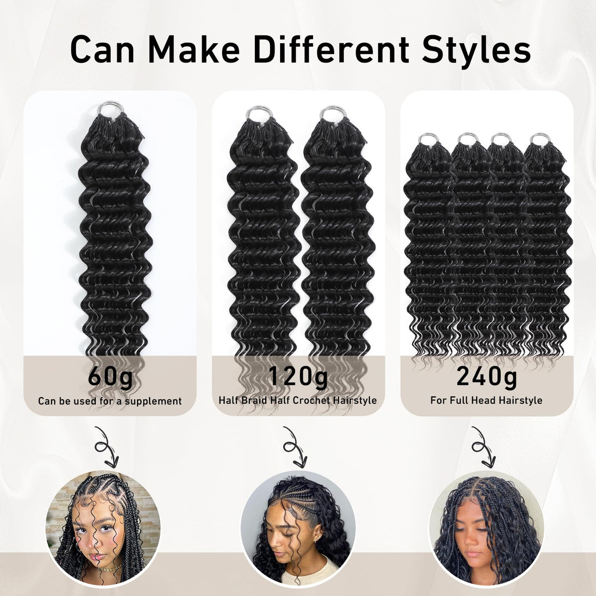 Ruola in-use boho high ponytail demonstrating natural volume and ease