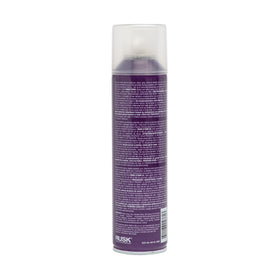 RUSK Deepshine PlatinumX spray in use on styled hair, provides lasting hold and shine