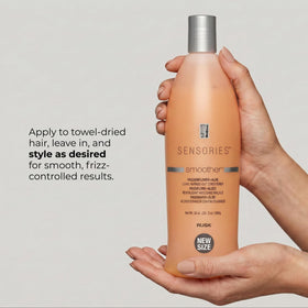 RUSK bottle next to hand to show 35 oz scale and long-lasting professional supply