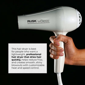 RUSK W8less with concentrator nozzle attached for controlled styling precision
