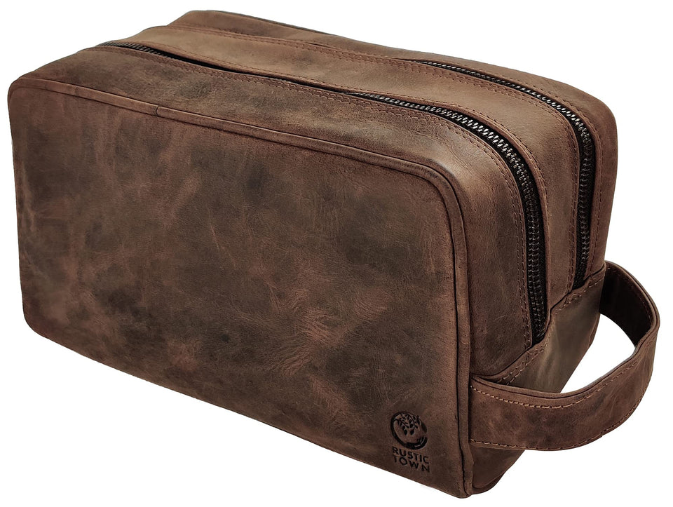 rustic town front view dark brown bag shows classic travel-ready style