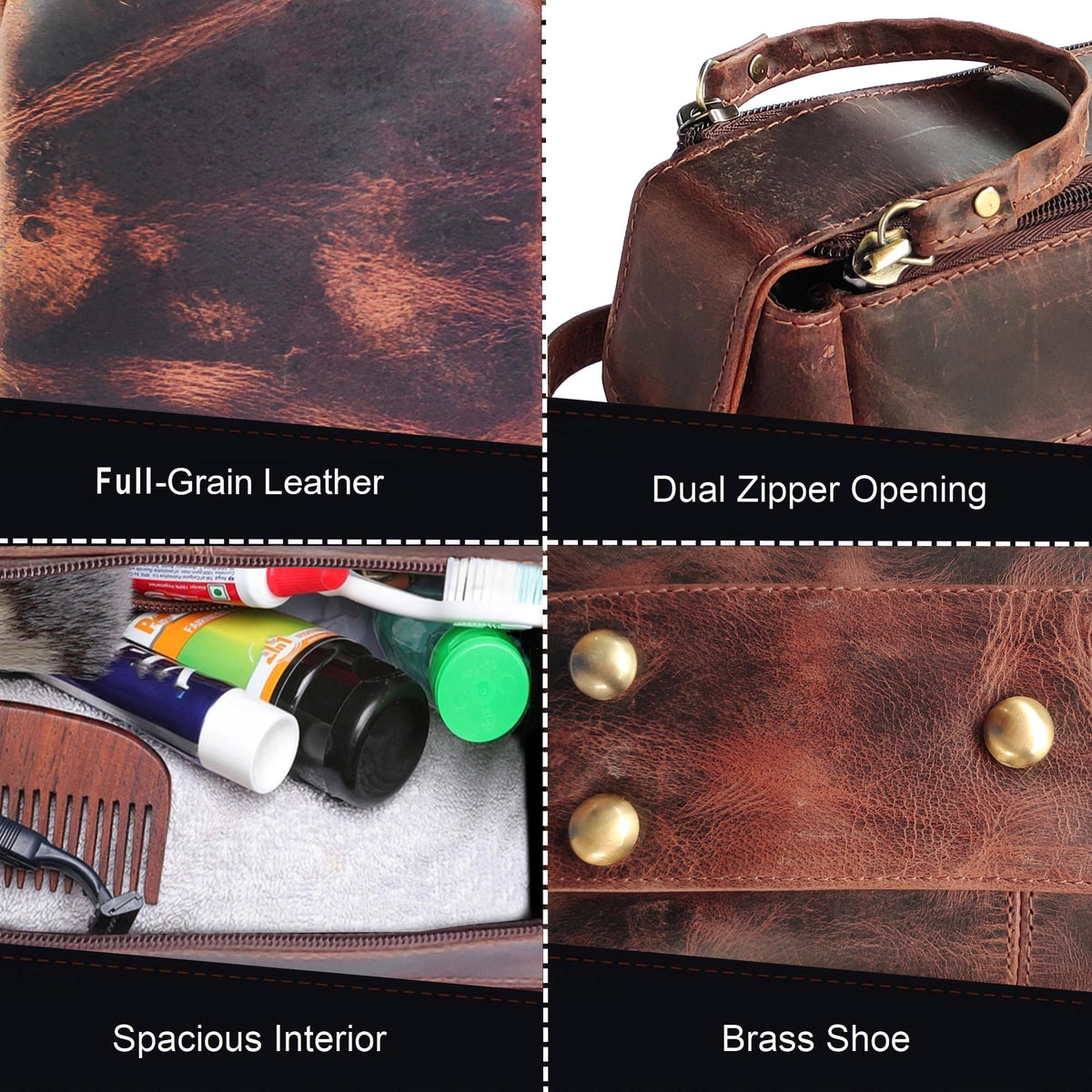 RUSTIC TOWN open bag displaying waterproof lining and organized compartments