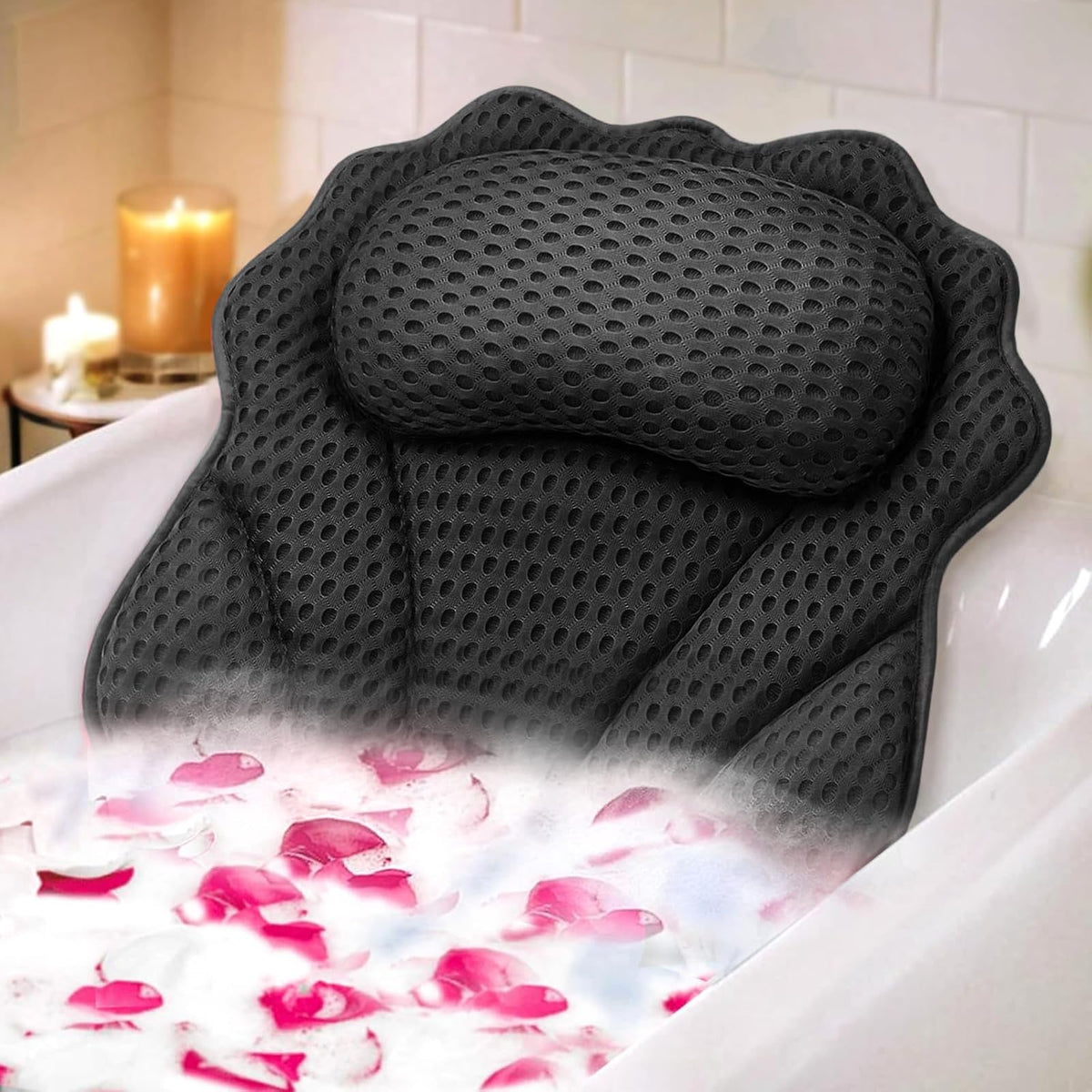 RUVINCE front view of bath pillow showing ergonomic shape and comfort