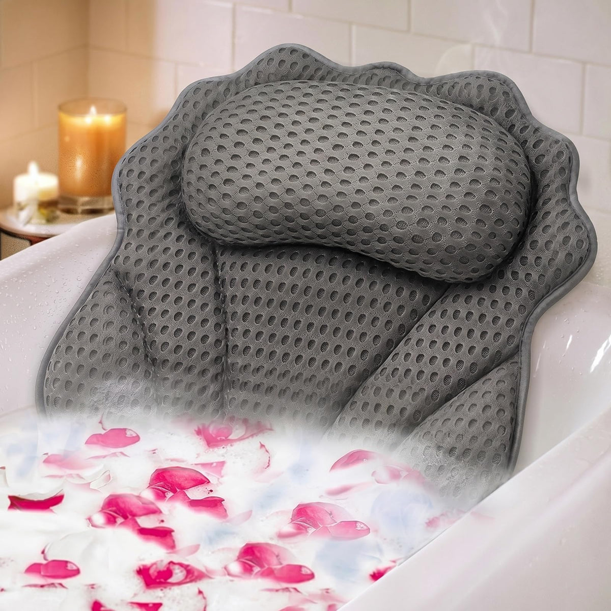 RUVINCE front view of bath pillow showing full ergonomic shape and comfort