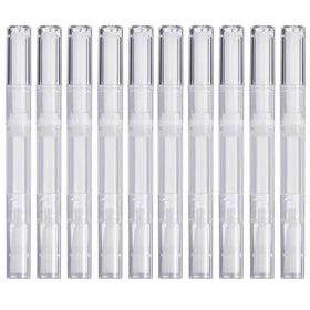Rvetol front view of ten transparent twist pens showing neat packaging and portability