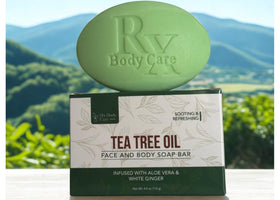 RX Body Care bar on bathroom shelf in lifestyle setting for routine simplicity