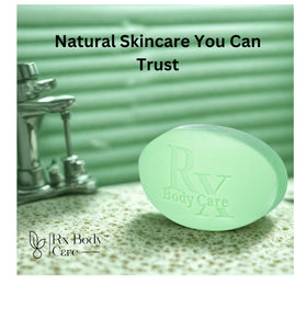 RX Body Care mint and eucalyptus close-up showing aromatic botanicals and cooling effect