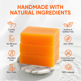 RYH persimmon soap bars beside a ruler for size comparison and travel convenience