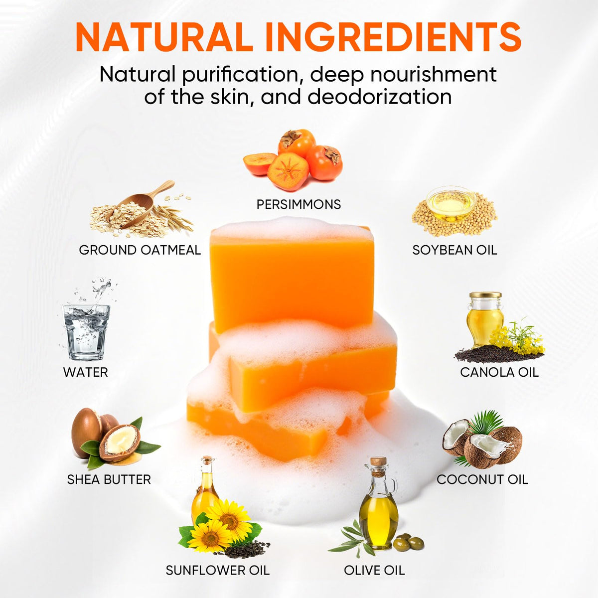 RYH persimmon soap close texture detail highlighting creamy finish and gentle cleanse