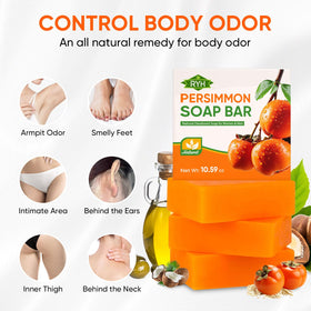 RYH persimmon soap being applied to underarm illustrating odor control and freshness