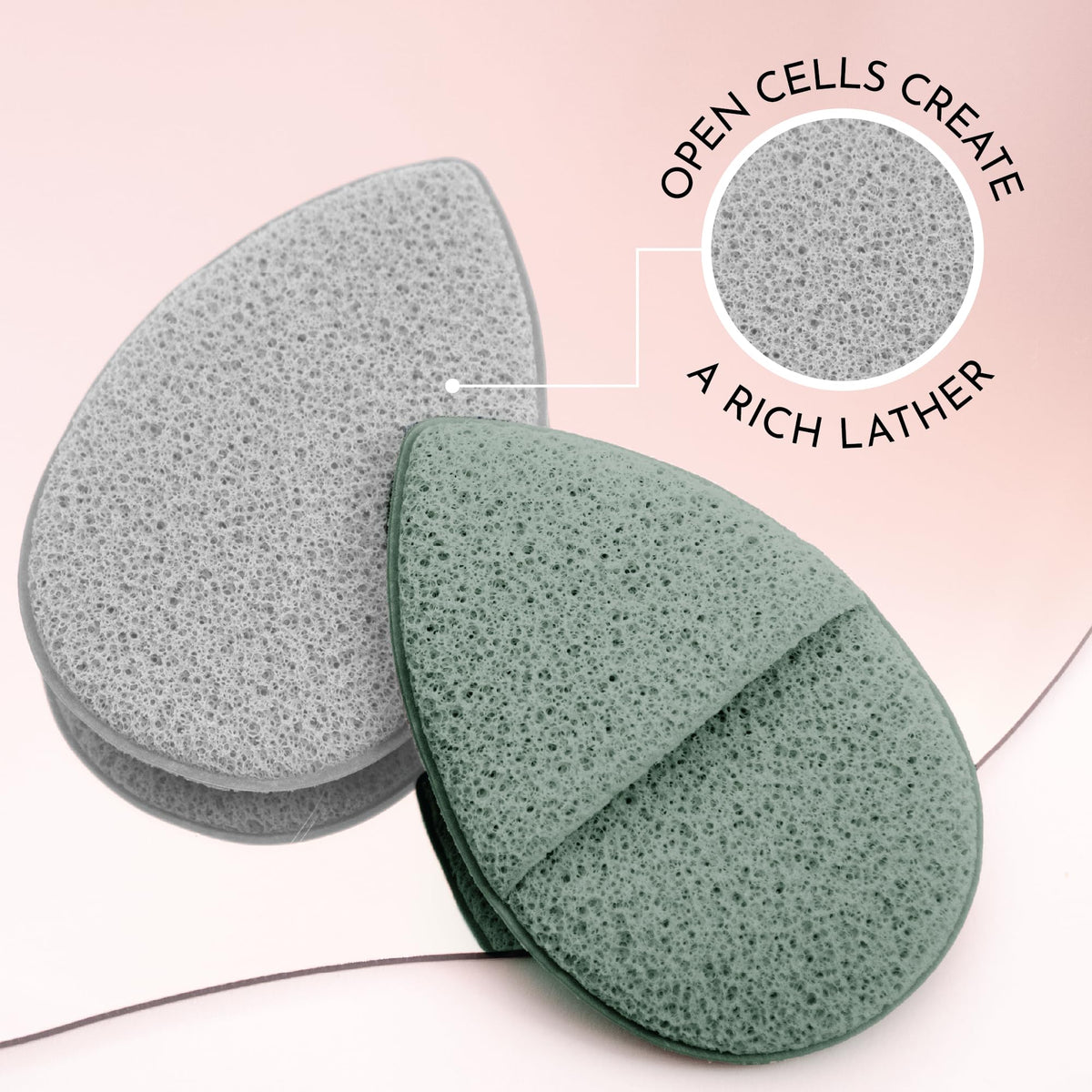 S&T INC. sponge in use with cleanser demonstrating gentle makeup removal benefit